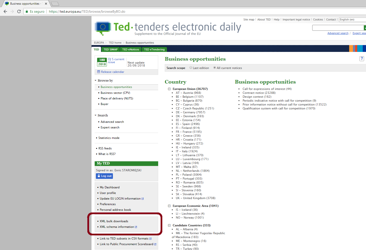 XML bulk downloads in My TED